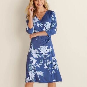 SOFT SURROUNDINGS NWT Hyannis Navy Floral Rose Casual Dress Size 1X Women’s